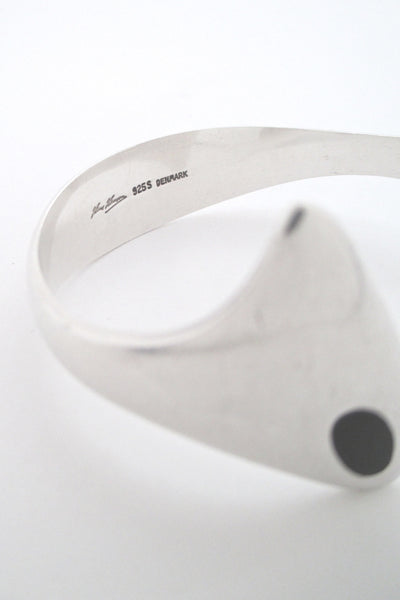 Hans Hansen heavy silver & enamel cuff bracelet