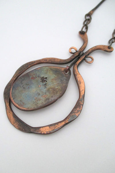 Rafael Canada large copper & water blue kinetic pendant necklace