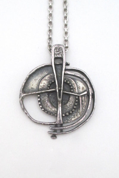 detail Guy Vidal Canada vintage brutalist pewter openwork pendant necklace modernist jewelry