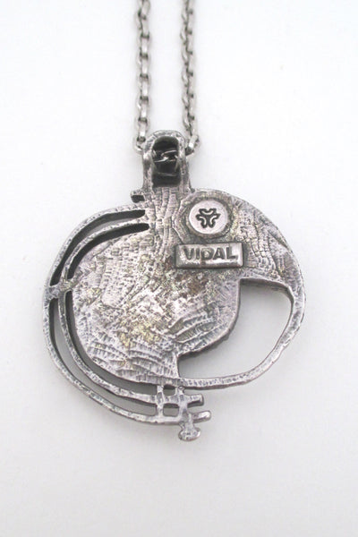 Guy Vidal openwork pewter pendant necklace