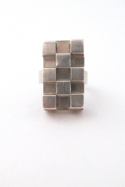 Elis Kauppi Kupittaan Kulta Finland Scandinavian Modernist silver open cubes ring