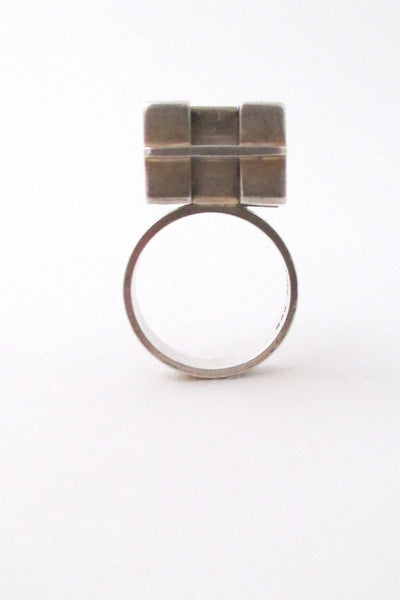 Elis Kauppi Kupittaan Kulta Finland Scandinavian Modernist silver open cubes ring