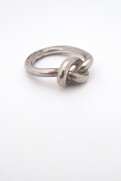 detail Erik Hyldebrandt Denmark vintage silver knot ring Scandinavian Modern design