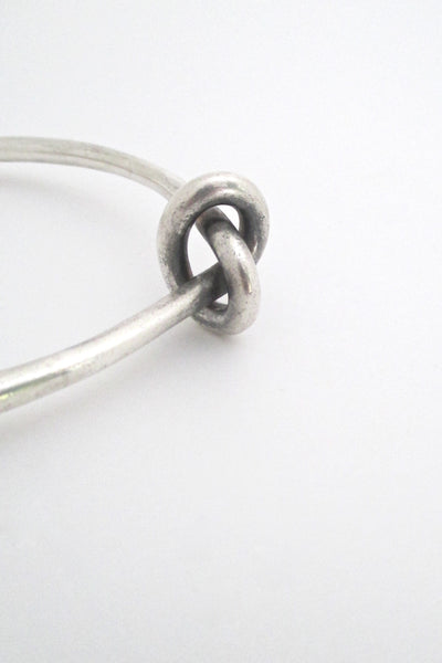 detail Hans Hansen Denmark vintage heavy silver Scandinavian Modern knot bangle bracelet