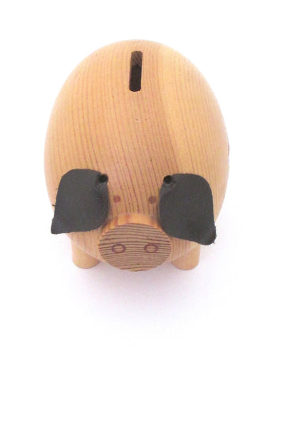 top aarikka Finland vintage Scandinavian Modern wood pig piggy bank