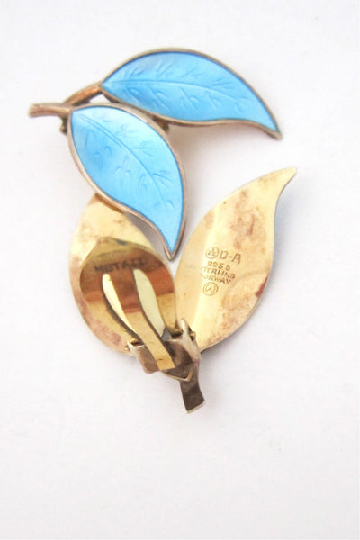 David-Andersen sky blue leaf earrings