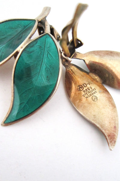 David-Andersen green leaf earrings