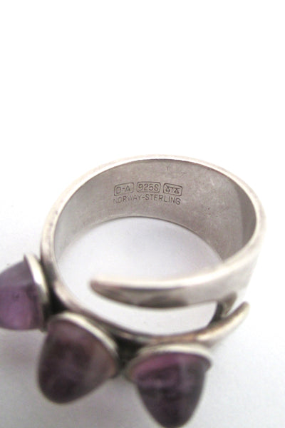 David-Andersen silver & triple amethyst ring