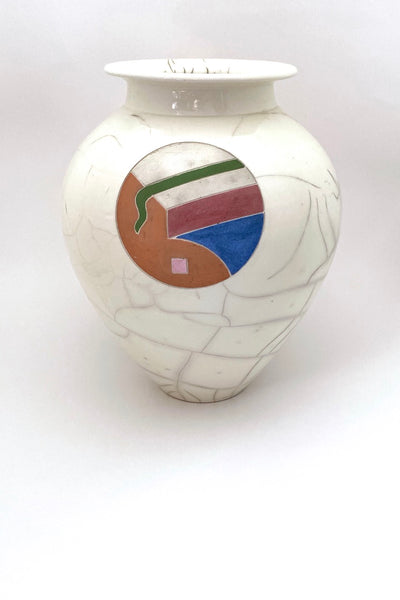 Peter Powning Canada large raku fired ceramic vase signed dated 1986 vintage Canadian pottery