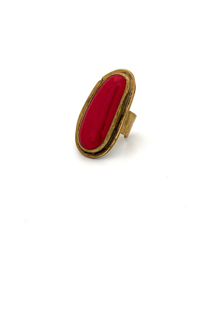 Rafael Canada brass long ring ~ opaque bright red – Samantha
