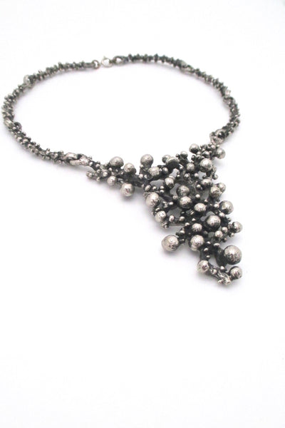 Robert Larin Canada vintage brutalist pewter large bib necklace