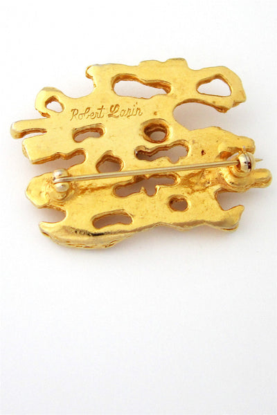 Robert Larin Canadian Modernist gold plated brooch